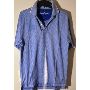 Johnnie Walker Men's Blue Geometric Short Sleeve‎ Polo Shirt XL Embroidered Logo
